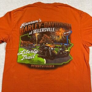 Harley-Davidson Sellersville PA Liberty Trail Orange Graphic T-Shirt Mens Large